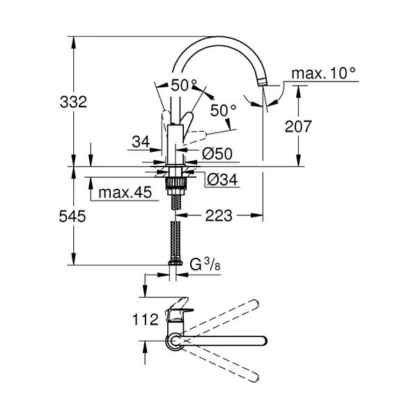 Grohe Start Curve змішувач кухонний, хром (31554001)