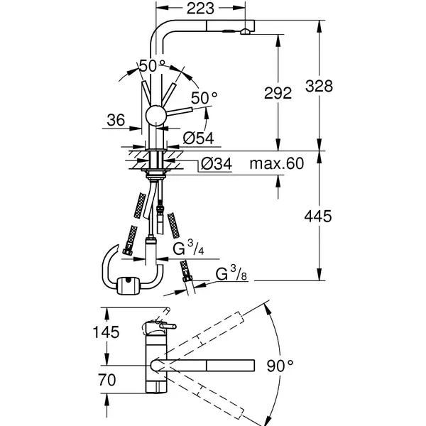 Grohe Minta кухонный смеситель, хром (31558000)