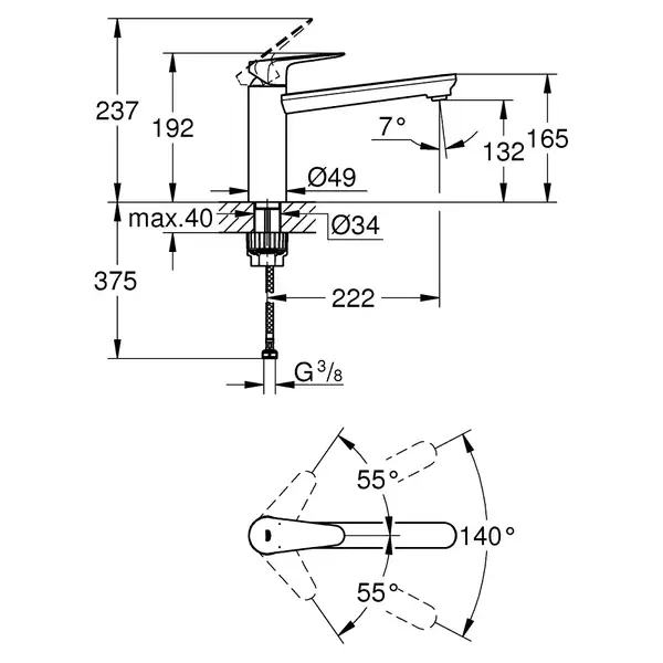 Grohe Start Curve кухонний змішувач, хром (31717000)