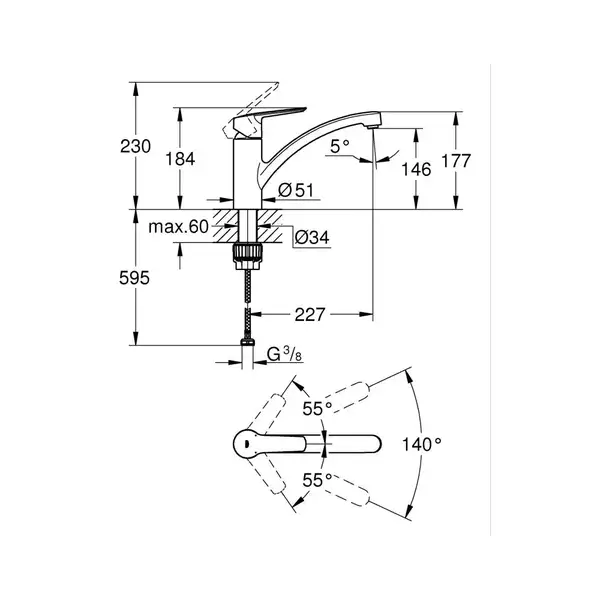 Grohe Start кухонный смеситель, черный (32441KF2) (32441kf2)