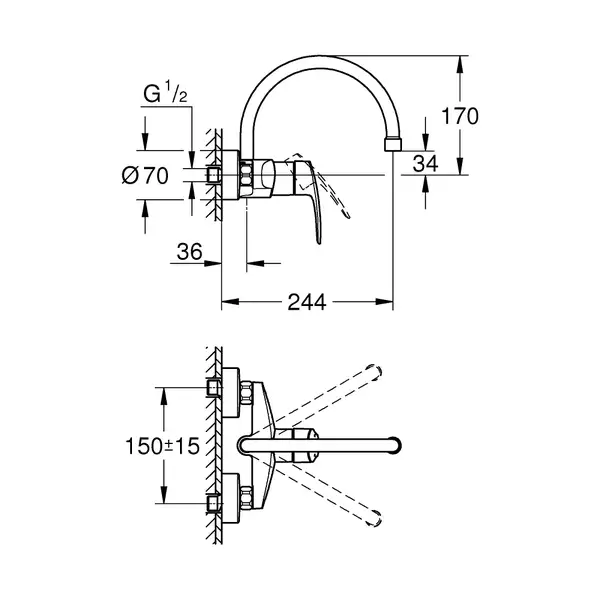Grohe Eurosmart кухонный смеситель, хром (32482003)