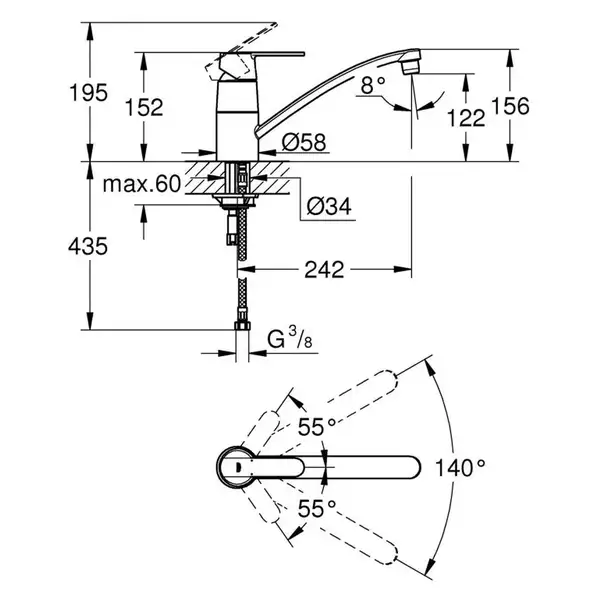 Grohe Get смеситель кухонный, хром (32891000)