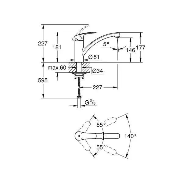 Grohe Eurosmart кухонний змішувач, чорний (332812433)