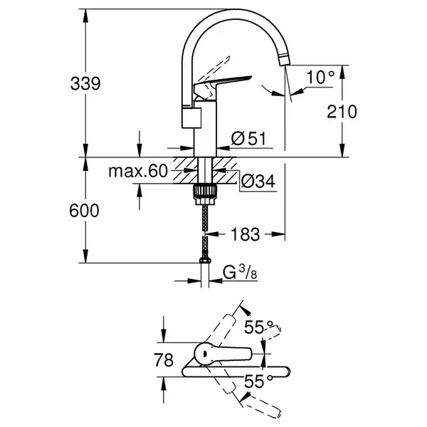 Grohe QuickFix Start смеситель, хром (CV030585)