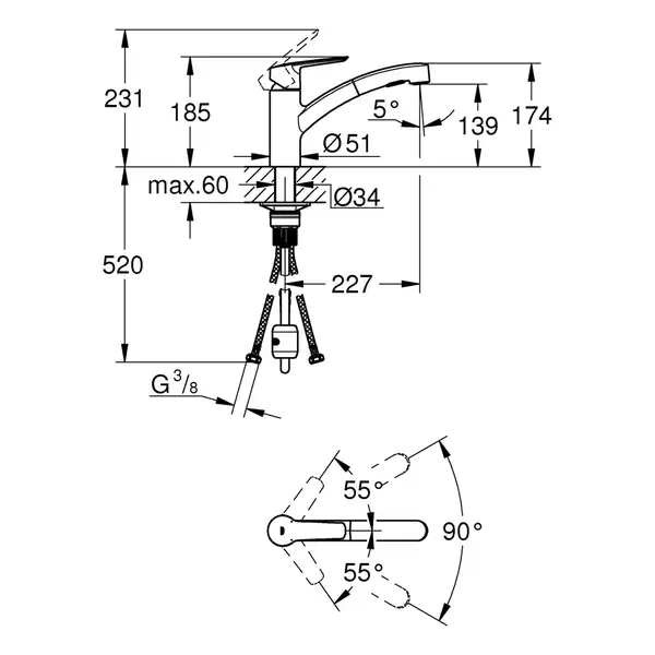 Grohe QuickFix Start смеситель кухни, чёрный (CV031201)