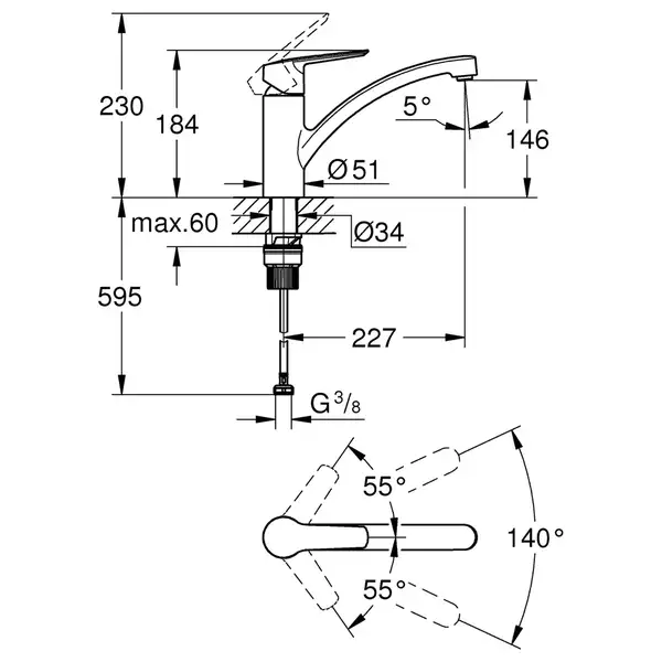 Grohe QuickFix Start смеситель, чёрный (CV034560)