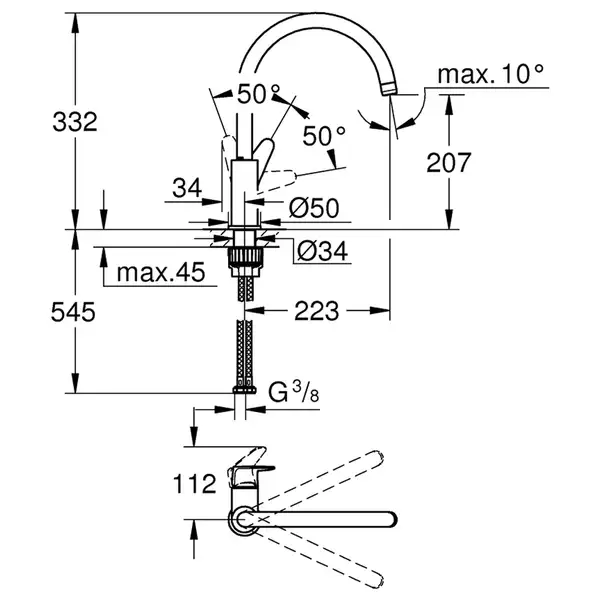 Grohe StartCurve смеситель кухонный, хром (CV036269)
