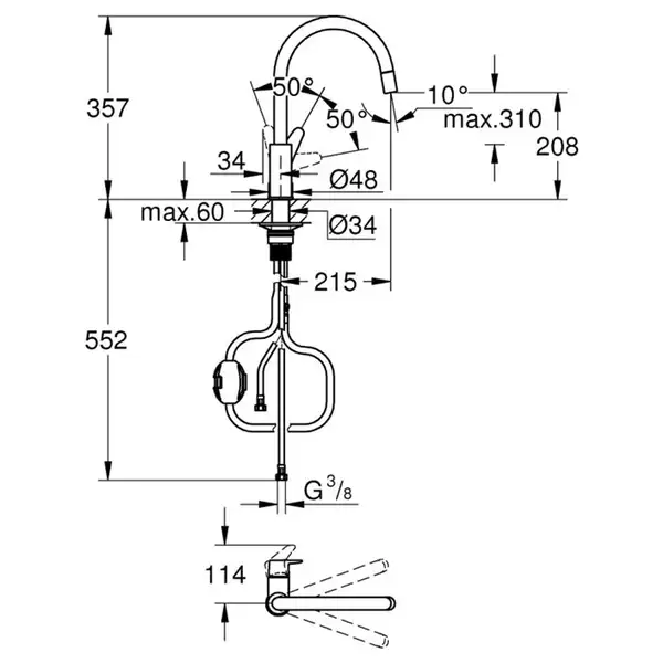Grohe StartCurve смеситель кухонный, хром (CV036271)