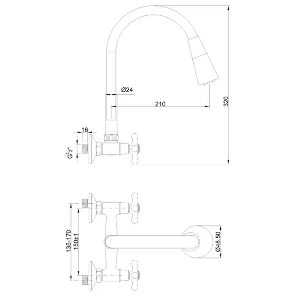 Invena Roma змішувач кухонний, чорний (BC-24-E4S)