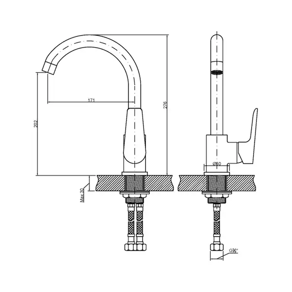 Invena Dokos змішувач кухонний, хром (BZ-19-001)
