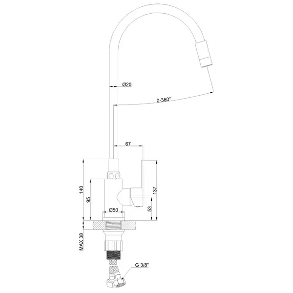Invena Ksanti кухонний змішувач, inox/чорний (BZ-37-i43)
