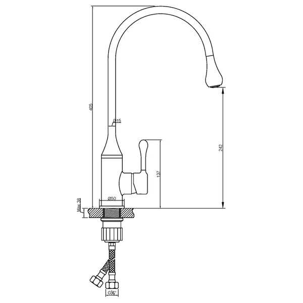Invena Pingo змішувач кухонний, чорний (BZ-55-L04) (BZ-55-l04)