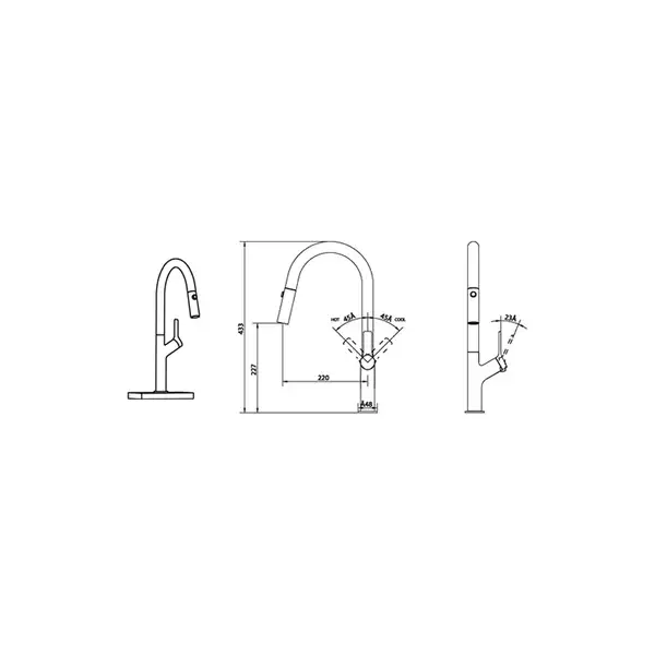 Helika Grata кухонний змішувач, чорний металік (7723-601)