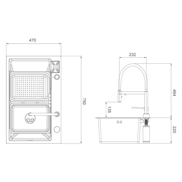 GAPPO PROFI 750 мийка кухонна, золото (GS7547-13)