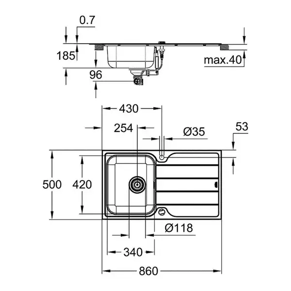 Grohe K500 Кухонна мийка, Нержавіюча сталь (31571sd1)