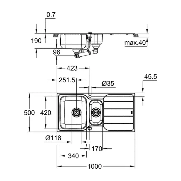 Grohe K-series кухонна мийка, нержавіюча (31572sd1)