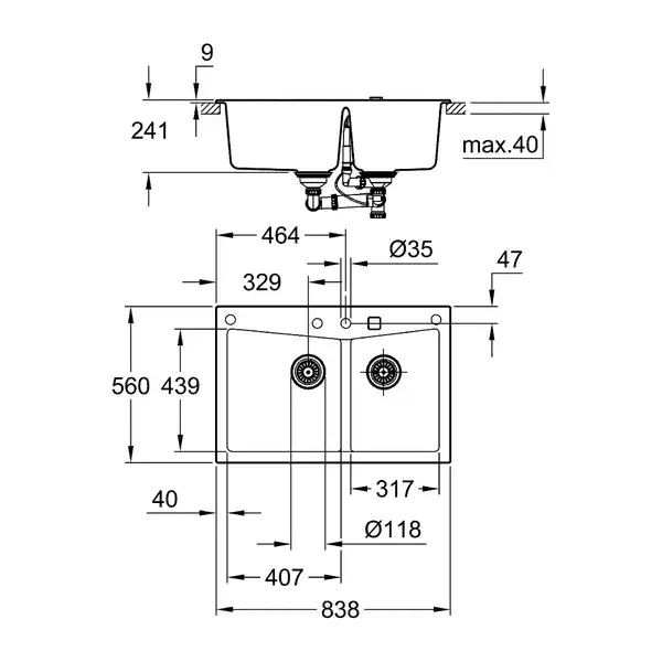 Grohe K-series кухонна мийка, чорна (31657AP0) (31657ap0)