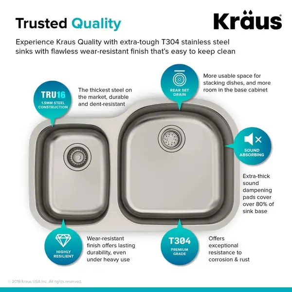 Kraus Premier Мийка кухонна, нержавіюча сталь (KBU25)