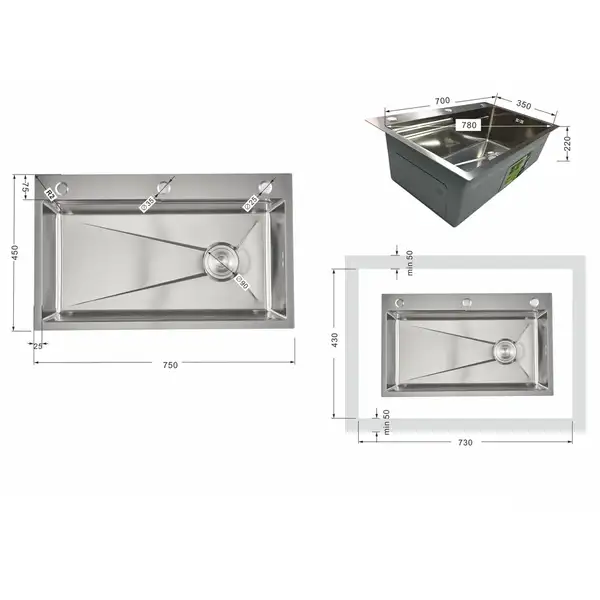 Lidz H7545 мойка, сталь (LDH7545BRU49457)