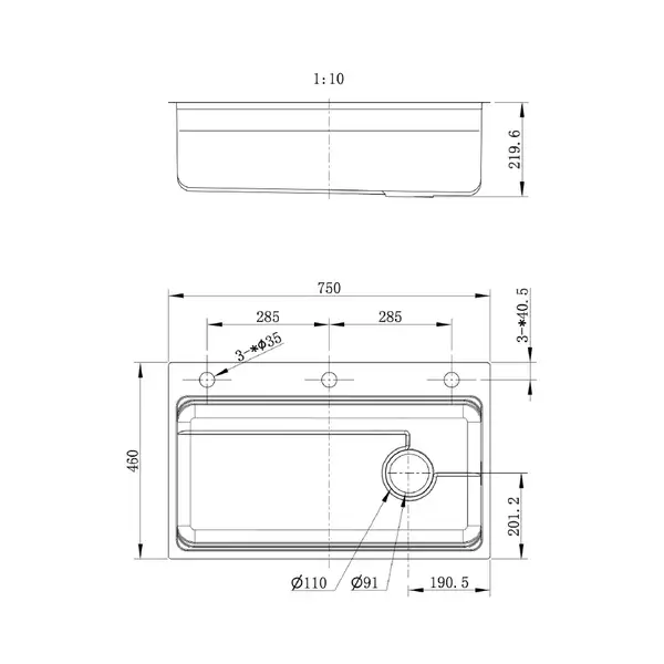 MIXXUS MS7546 Мийка кухонна, графіт (MI8390)
