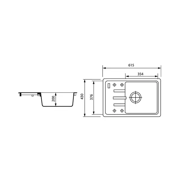 ZERIX ZS-6243S-14 мийка кухонна, чорна (ZX4578)