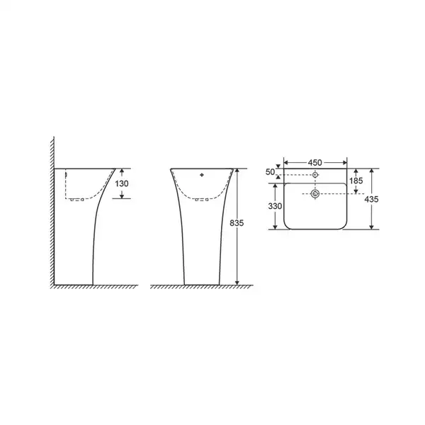 MIXXUS Bevel-1101 Умивальник підлоговий 45х44 см, білий (MI6697)