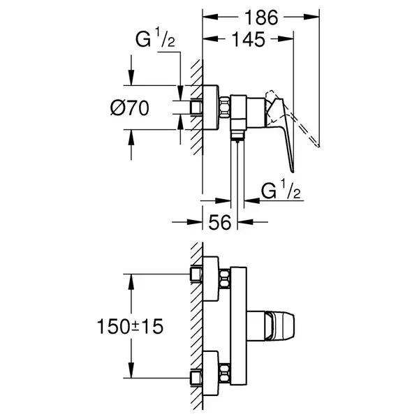 Grohe Cubeo смеситель душа, хром (1018240000)