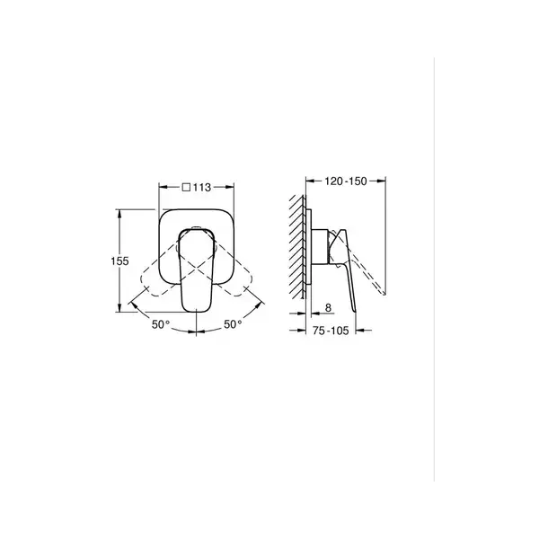 Grohe Cubeo смеситель для душа, Хром (1018300000)