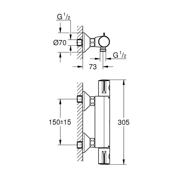 Grohe Grohtherm 800 смеситель душа, чёрный (1022022430)