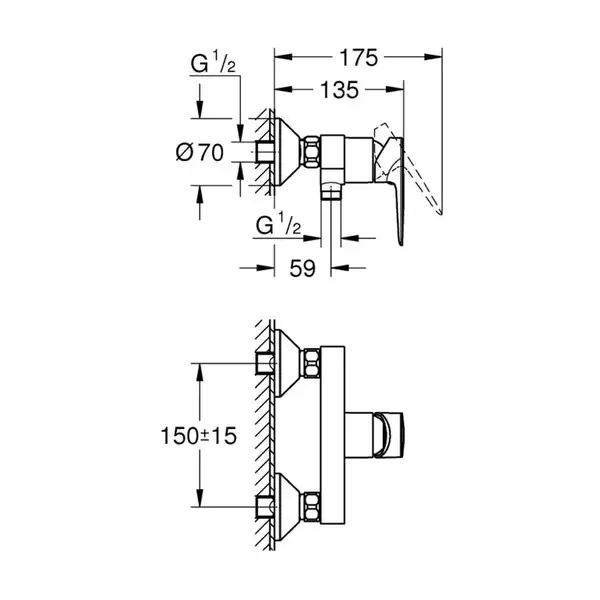 Grohe StartEdge смеситель для душа, хром (23347001)