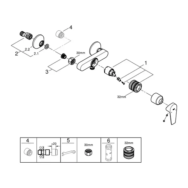 Grohe BauEdge New смеситель для душа, хром (23636001)
