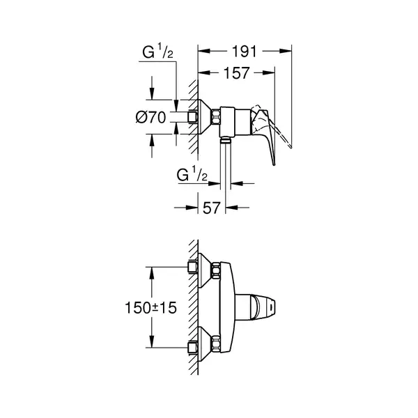 Grohe BauFlow Смеситель для душа, хром (23755000)