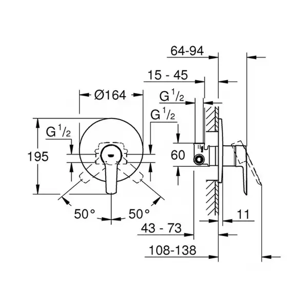 Grohe Start Смеситель для душа, Хром (32590002)