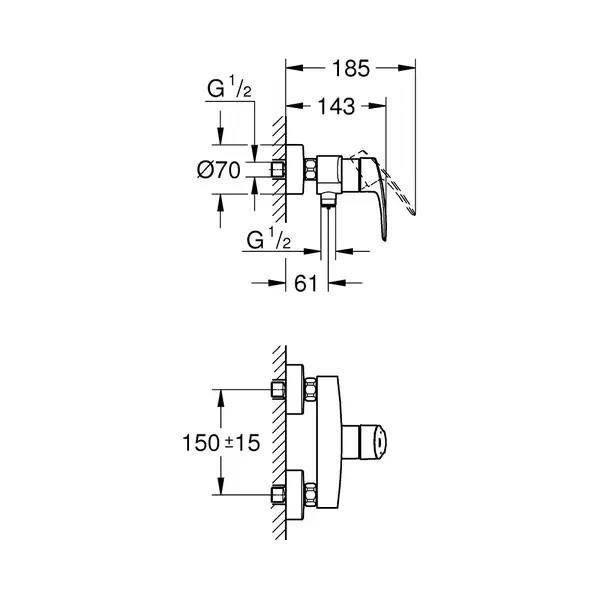 Grohe Eurosmart смеситель для душа, черный (335552433)