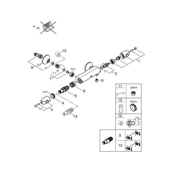 Grohe Grohtherm 1000 термостат для душа, хром (34550000)