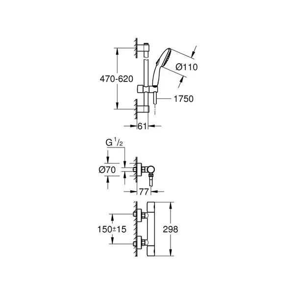 Grohe Grohtherm 800 термостат душа, хром (34768001)