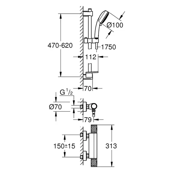 Grohe Precision Feel термостат душа, хром (34791000)