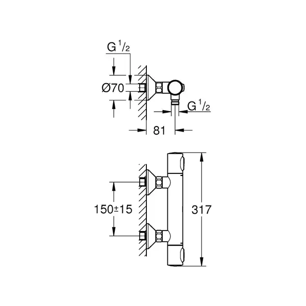 Grohe Grohtherm 500 смеситель душа, чёрный (347932430)