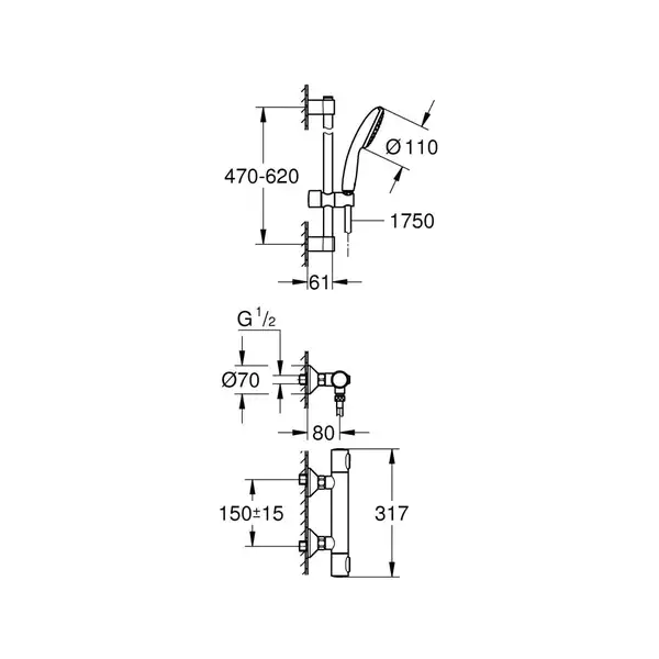 Grohe Grohtherm 500 смеситель, хром (34796001)