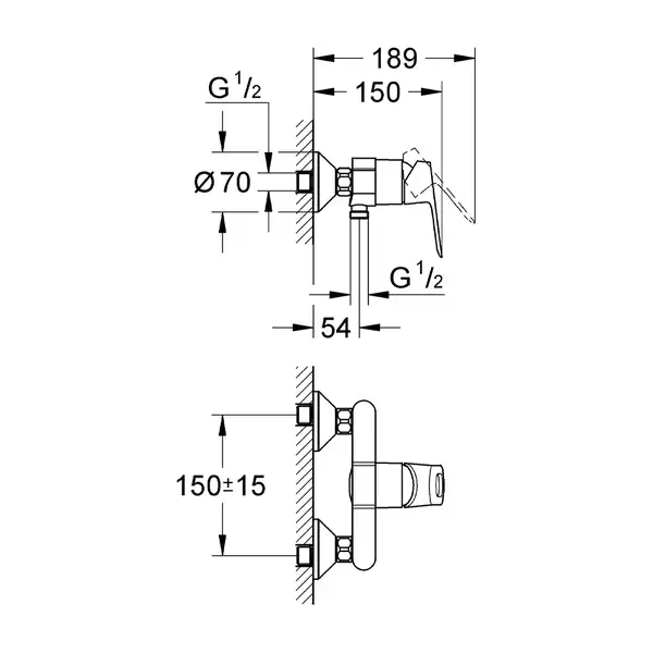 Grohe BauLoop смеситель для душа, хром (CV031166)