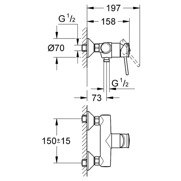 Grohe BauClassic смеситель для душа, хром (CV032466)