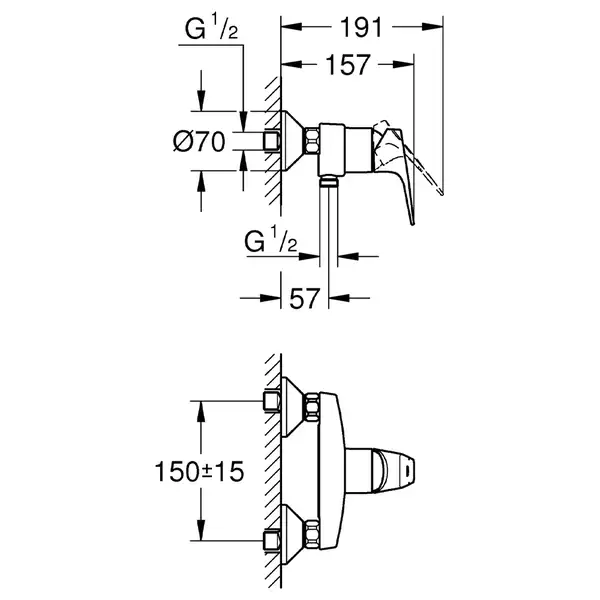 Grohe Start Flow смеситель для душа, хром (CV036283)