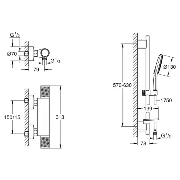 Grohe Precision Feel смеситель душа, хром (ua202908t2)