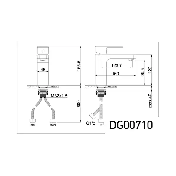 AIM DG00710 Змішувач для раковини, сірий (DG00710) (DG00710 gun grey)