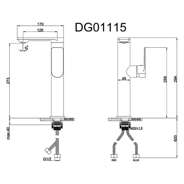 AIM DG01115 Змішувач раковини, чорний (DG01115) (DG01115 matte black)