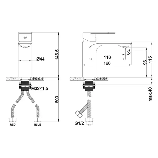 AIM DG01210 Змішувач раковини, сірий (DG01210) (DG01210 gun grey)