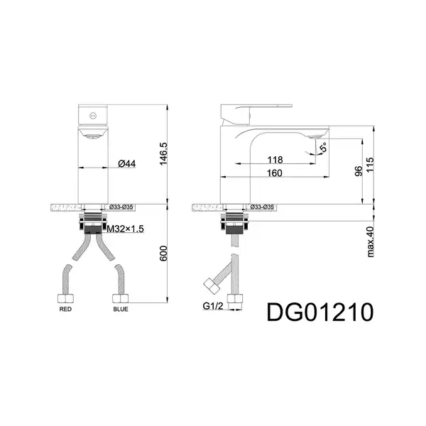 AIM DG01210 Змішувач, чорний (DG01210) (DG01210 matte black)