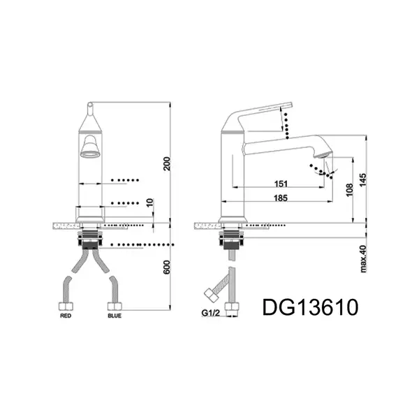 AIM DG13610 Змішувач для раковини, чорний (DG13610) (DG13610 matte black)