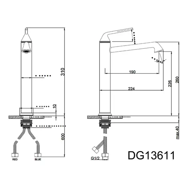 AIM DG13611 змішувач для раковини, чорний (DG13611 matte black)