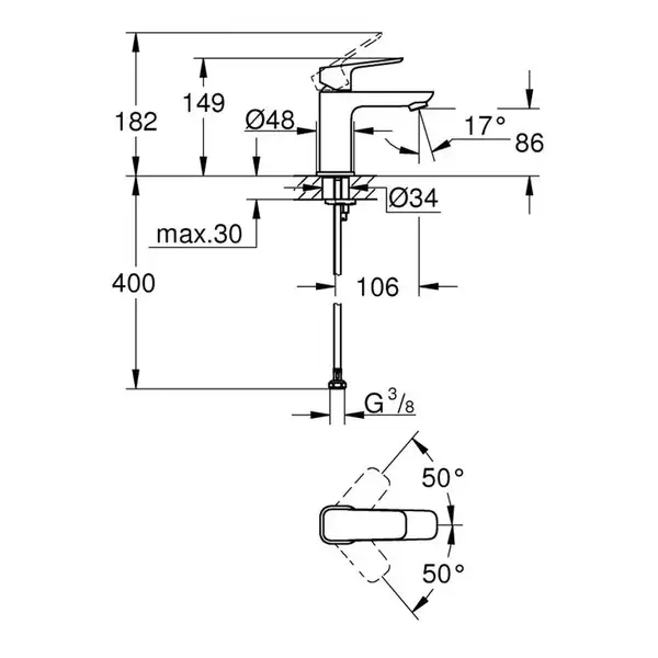 Grohe Cubeo смеситель для раковины, хром (1016990000)